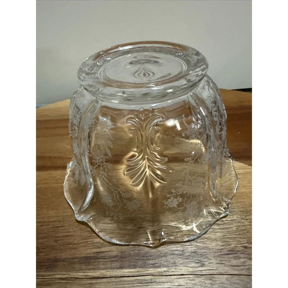 Vintage Etched‎ Glass Creamer Sugar Bowl Set Floral Cottagecore 3 piece